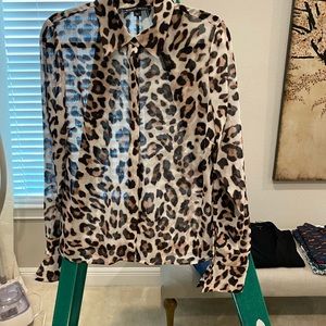 Animal Print Sheer Blouse
